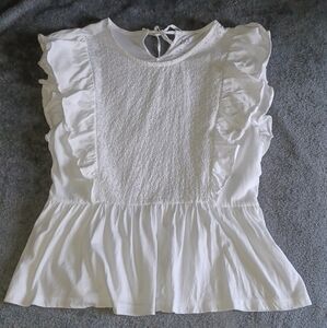 GAP SIZE M. White Ruffled Women's Top